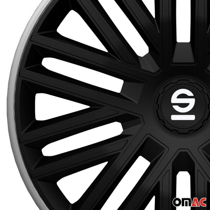 Radkappen Radzierblenden Sparco Bergamo 14" Zoll Abdeckung Set Schwarz Grau 4x