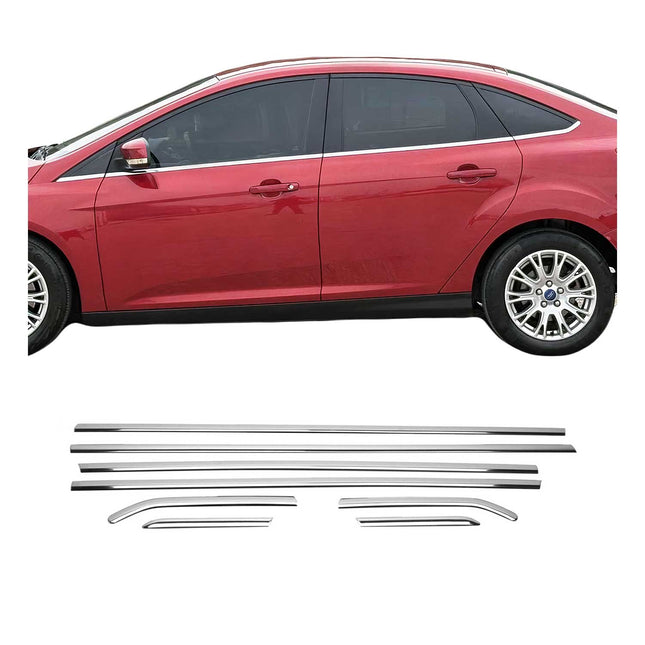 Fensterleisten Zierleisten für Ford Focus Limo 2010-2018 Edelstahl Chrom 8tlg