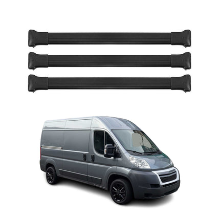 Dachträger Grundtäger für Citroen Jumper 2006-2024 75kg Aluminium Schwarz 3 tlg