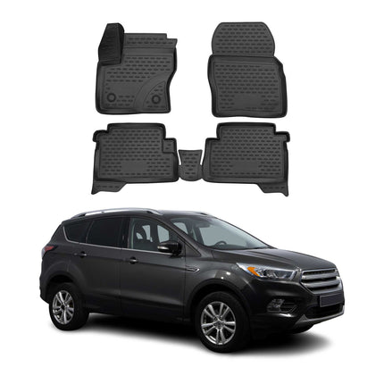 OMAC Gummimatten Fußmatten für Ford Kuga II 2012-2019 TPE Automatten Schwarz 4x