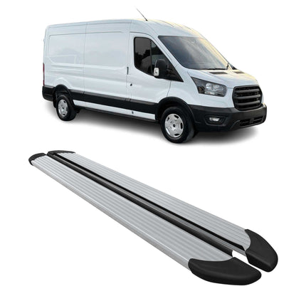 Trittbretter Seitenschweller für Ford e-Transit 2022-2026 L3 Aluminium Silber 2x