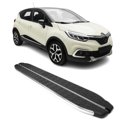 Trittbretter Seitenschweller für Renault Captur 2013-2019 Edelstahl Schwarz Grau