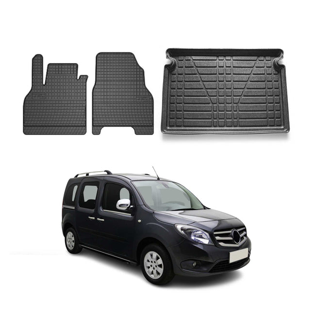 Fußmatten & Kofferraumwanne Set für Mercedes Citan W420 2021-2021 Gummi 3x