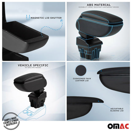 Armlehne Mittelarmlehne Mittelkonsole für Nissan Juke 2011-2019 PU-Leder Schwarz