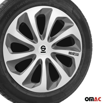 Radkappen Radzierblenden Sparco Sicilia 16" Zoll Abdeckung Set Silber Grau 4x