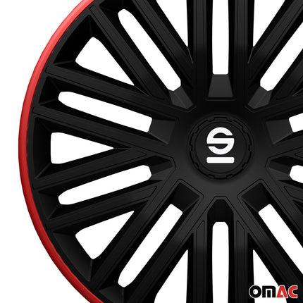 Radkappen Radzierblenden Sparco Bergamo 14" Zoll Abdeckung Set Schwarz Rot 4x