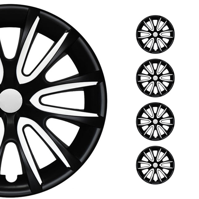 4x Radblenden Radkappen Radzierblenden für 14" Zoll Stahlfelgen Schwarz weiß