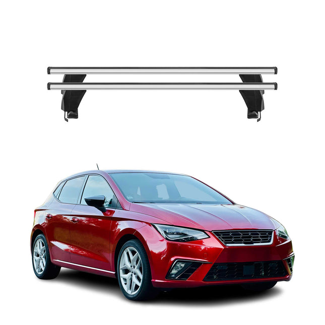 Menabo Dachträger Grundtäger für Seat Ibiza mk5 2017-2026 50kg Alu Schwarz 2 tlg