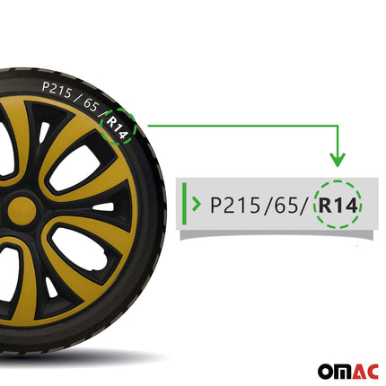 4x Radblenden Radzierblenden Radkappen für 14" Zoll Stahlfelgen Gelb Schwarz