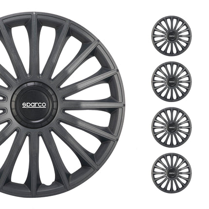 Radkappen Radzierblenden Sparco Treviso 14" Zoll Auto Abdeckung Set Grau 4x