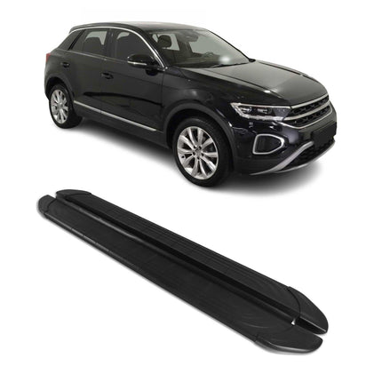 Seitenschweller Trittbretter für VW T-Roc 2017-2025 Schwarz Aluminium 2 tlg
