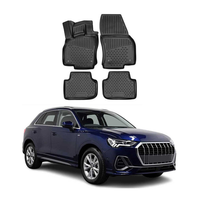 Fußmatten Gummimatten für Audi Q3 Q3 Sportback 2018-2025 Automatten Schwarz TPE