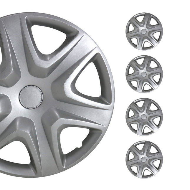 4x Radkappen Radzierblenden Radblenden für Auto 16" Zoll Radkappensatz Silber