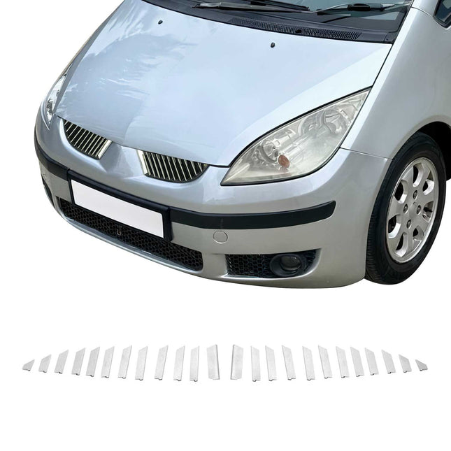 Kühlergrill Leisten Grillleisten für Mitsubishi Colt Z3 Edelstahl Chrom 24tlg