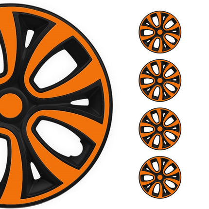 4x Radkappen Radzierblenden Radblenden 15" Zoll Stahlfelgen Orange Matt Schwarz