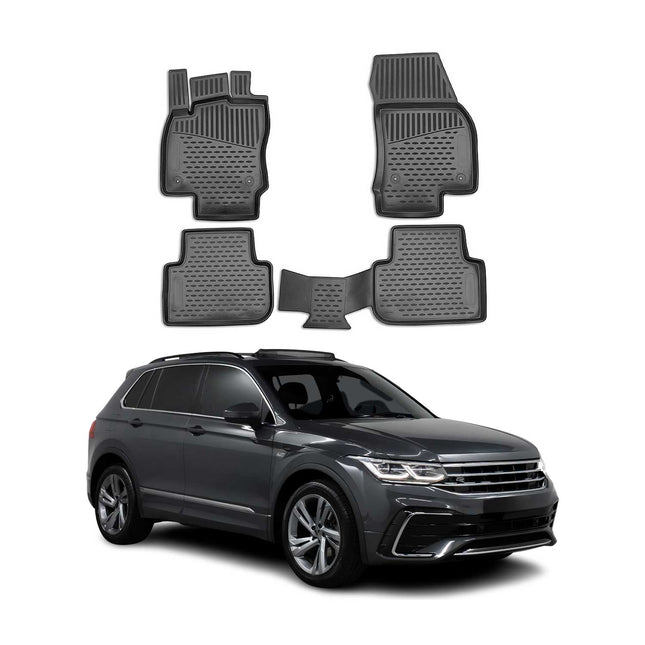 Gummimatten Fußmatten für VW Tiguan II 2016-2024 3D TPE Schwarz 4 tlg