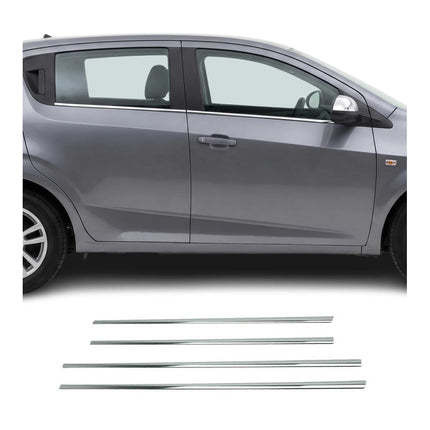 Fensterleisten Zierleisten für Chevrolet Aveo 2012-2021 Schrägheck Chrom 4tlg