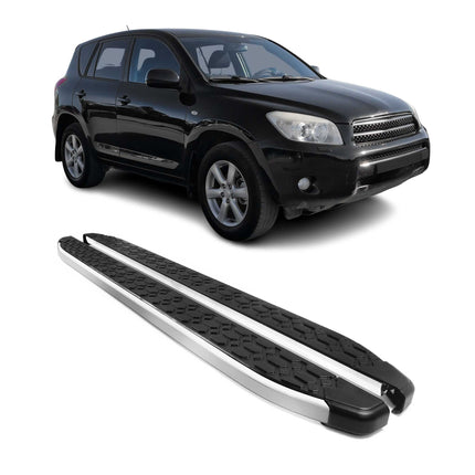 Alu Trittbretter Seitenschweller für Toyota RAV4 2005-2011 Schwarz Silber 2tlg