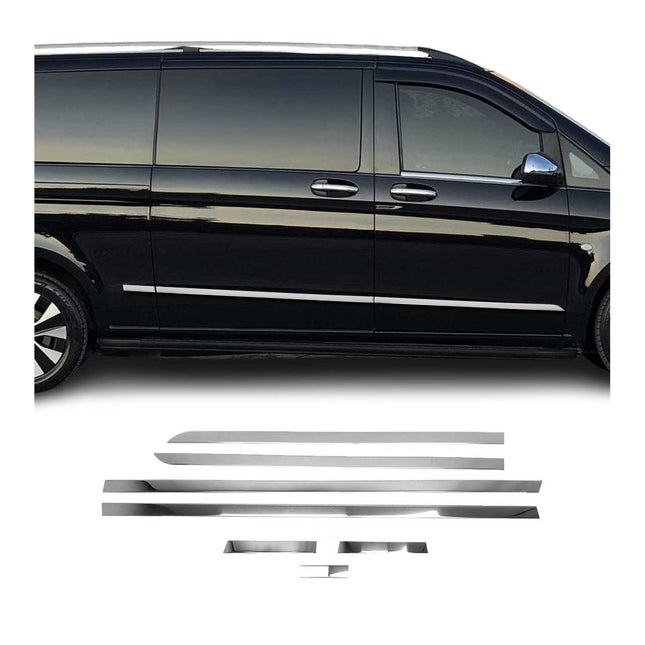 Seitentürleiste Türschutz für Mercedes Vito W447 Doppeltür L3 Langer Edelstahl