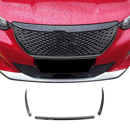 Kühlergrill Grillleisten für Peugeot 2008 2020-21 Edelstahl Dunkel Chrom 3tlg