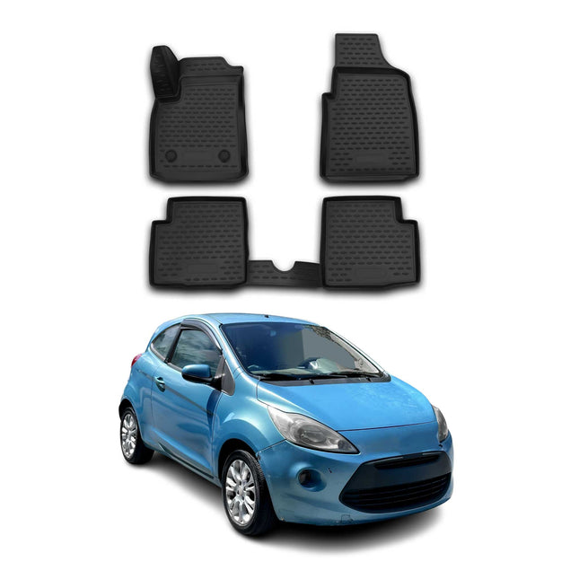 OMAC Gummimatten Fußmatten für Ford Ka 2008-2021 TPE Automatten Schwarz 4x