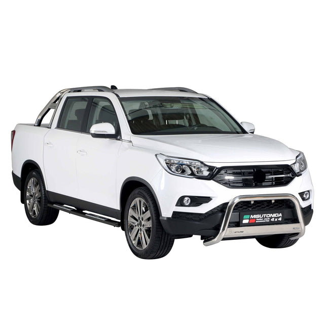 Edelstahl Seitenschweller Schwellerrohre für Ssangyong Musso 2018-26 Schwarz