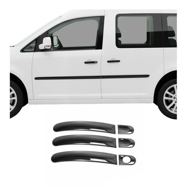 Türgriff Blende Türgriffkappen für VW Caddy 2003-2015 3-Tür Edelstahl Dunkel 6x