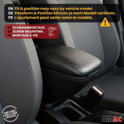 Mittelarmlehne Armlehne Mittelkonsole für Citroen C3 2009-2016 PU-Leder Schwarz
