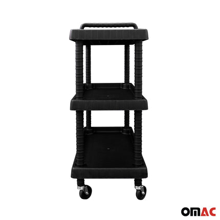 Rollwagen 3 Etagen Rollen Trolley Werkstattwagen Montagewagen Schwarz 40 kg
