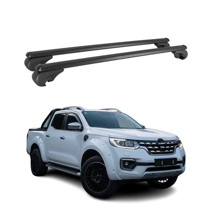Dachträger Grundtäger für Renault Alaskan 2017-2021 75kg Aluminium Schwarz 2 tlg