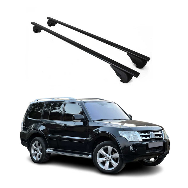 Dachträger Grundtäger für Mitsubishi Pajero 2006-2021 75kg Metall Schwarz 2 tlg