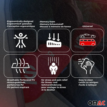 SPARCO Auto Nackenkissen Reisekissen Rot Ergonomisch Memory-Schaum Kopfkissen