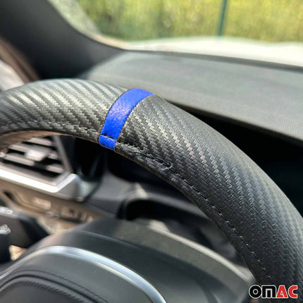 Lenkradbezug Lenkradschoner Lenkrad Abdeckung Schwarz Blau Streifen Ø 38-40 cm