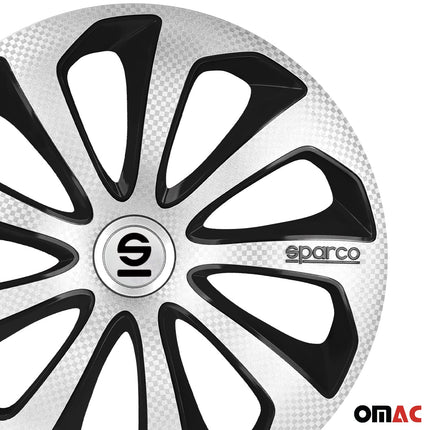 Radkappen Radzierblenden Sparco Sicilia 16" Zoll Auto Silber Carbon Schwarz 4x