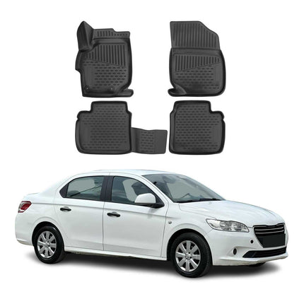 OMAC Gummimatten Fußmatten für Peugeot 301 2012-2021 TPE Automatten Schwarz 4x