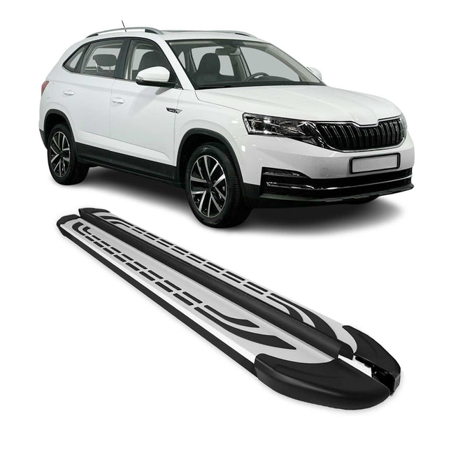 Trittbretter Seitenschweller für Skoda Kamiq 2019-2026 Silber Schwarz 2 tlg