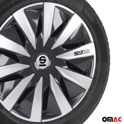 Radkappen Radzierblenden Sparco Lazio 16" Zoll Auto Abdeckung Set Grau Silber 4x
