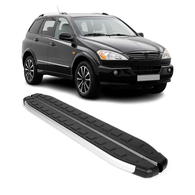 Schweller Seitenbretter Trittbretter für Ssangyong Kyron 2005-2014 Alu Schwarz