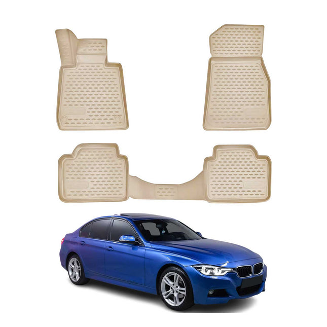 OMAC Gummi Fußmatten für BMW 3er F30 F31 2012-2018/4er F32 F36 13-2021 Beige 4x