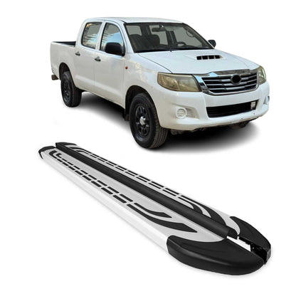 Trittbretter Seitenschweller für Toyota Hilux DoubleCab 2005-2015 Alu Grau