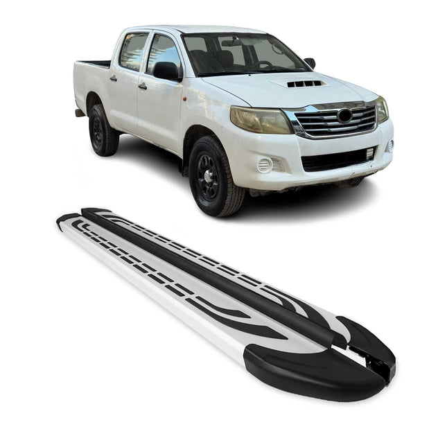 Trittbretter Seitenschweller für Toyota Hilux DoubleCab 2005-2015 Alu Grau
