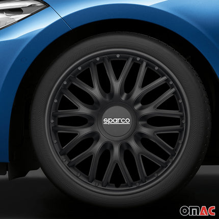 Radkappen Radzierblenden Sparco Roma 14" Zoll Auto Abdeckung Set Schwarz 4x