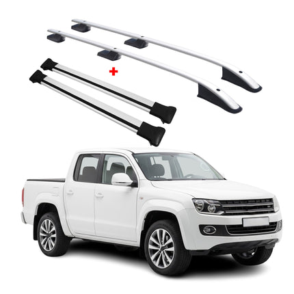 Dachreling + Dachträger SET für VW Amarok 2010-2020 Aluminium Silber 4tlg