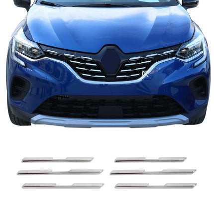 Kühlergrill Leisten Grillleisten für Renault Captur 2019-2026 Edelstahl Chrom 6x