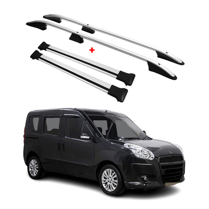 Dachreling + Dachträger SET für Opel Combo L1 Kurzer D 2010-2018 Alu Silber 4tlg