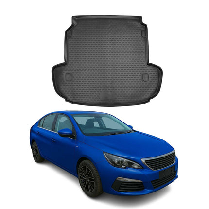 Kofferraummatte Kofferraumwanne für Peugeot 408 2010-2026 Gummi TPE Schwarz