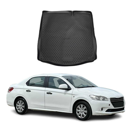 Kofferraummatte Kofferraumwanne für Peugeot 301 2013-2020 Gummi TPE Schwarz