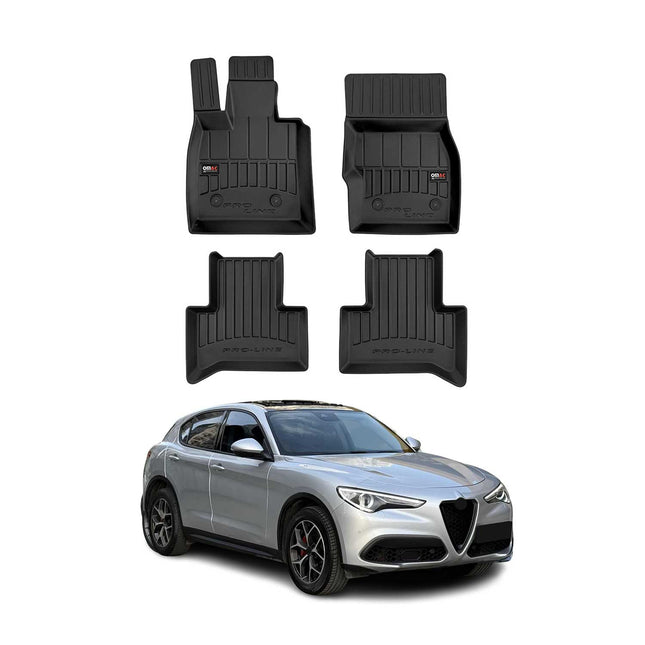 OMAC Gummi Fußmatten für Alfa Romeo Stelvio 2016-2025 Premium Gummi Schwarz 4tlg