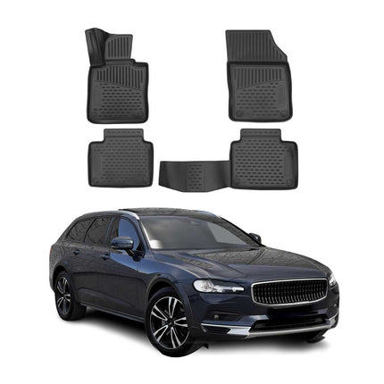 OMAC Gummimatten Fußmatten für Volvo V90 2016-2025 TPE Automatten Schwarz 4x