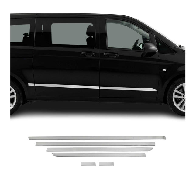 Seitentürleiste Türschutz für Mercedes Vito 2014-2026 L3 Langer Schiebetür Chrom